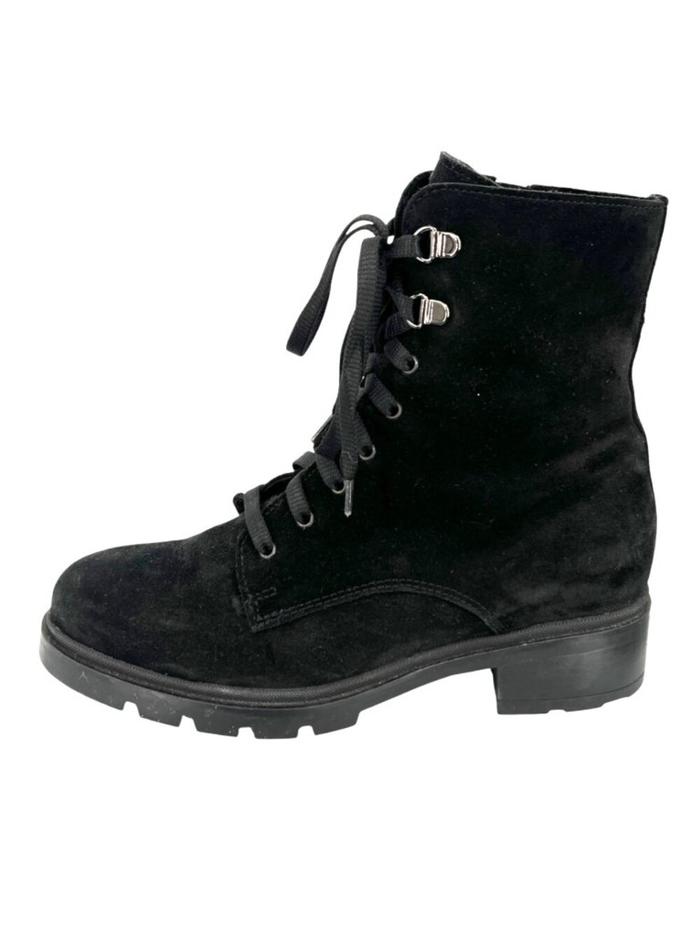 La Canadienne Sabel Black Suede Waterproof Combat Lace-Up Ankle Boots Size 7.5